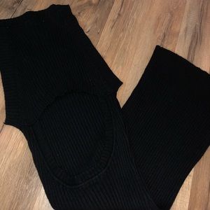 Black ribbed midi dress